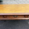 A 20th Century Victorian-Style Blonde Mahogany Desk With Leather And Gilt Tooling And Three Drawers With Brass Handles - Image 7