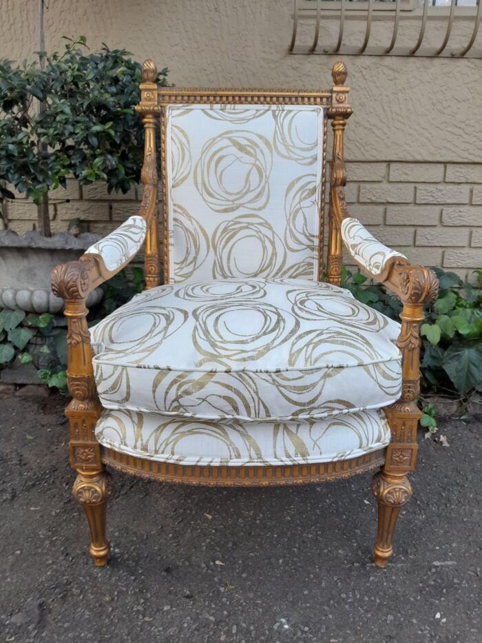 A Pair Of 20th Century Carved Wooden And Gilt-Painted Armchairs - Image 10