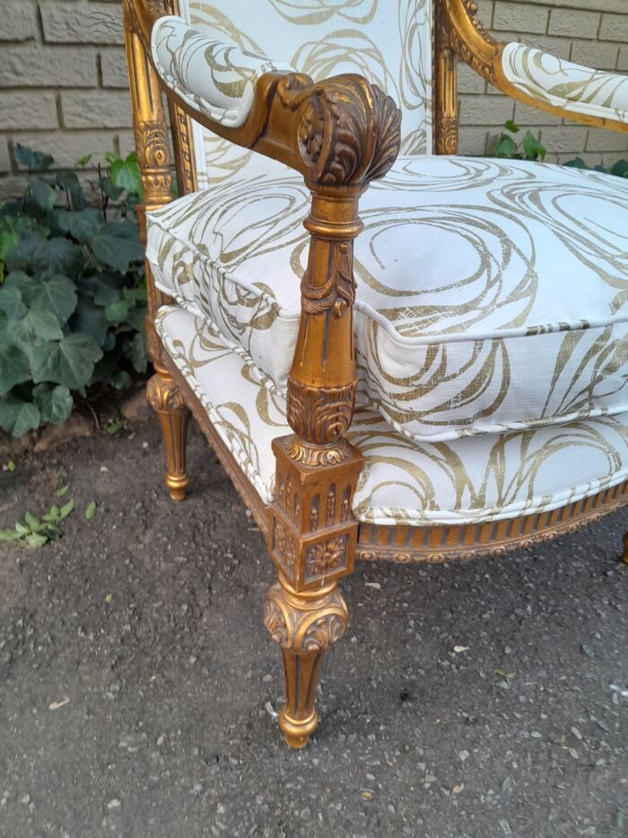A Pair Of 20th Century Carved Wooden And Gilt-Painted Armchairs - Image 8