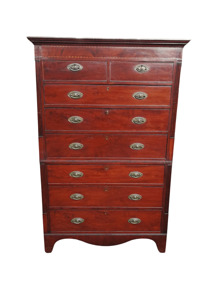 A Circa 1900 Edwardian Mahogany Chest on Chest on Bracket Feet