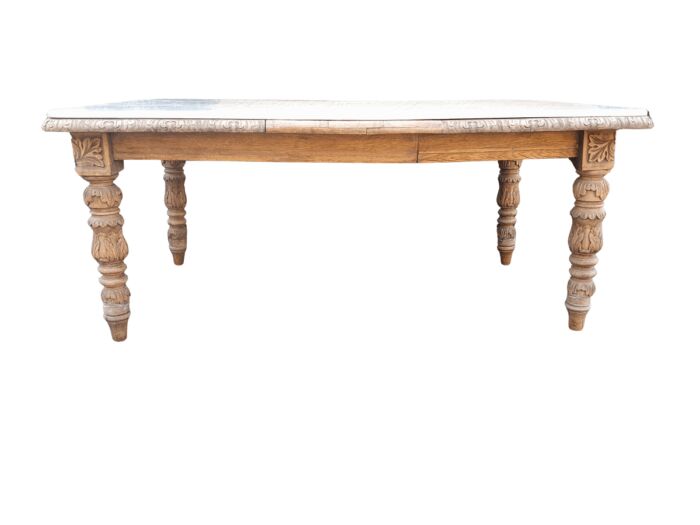 A Victorian Oak Dining Table in a Bleached Contemporary finish with a Marble Top (8 Seater)