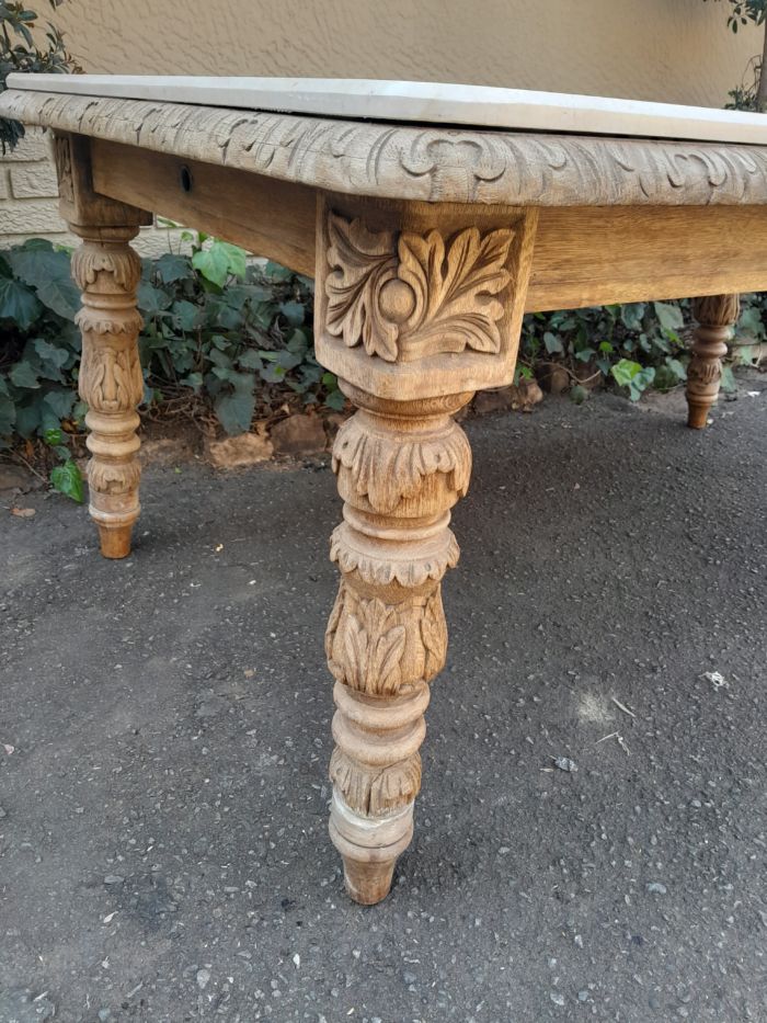A Victorian Oak Dining Table in a Bleached Contemporary finish with a Marble Top - Image 6