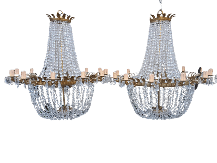 A Rare Pair of 20TH Century French Style Crystal Chandeliers ND