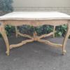 A 20th Century Carved Oak Dining / Entrance Table in a Contemporary Bleached / Natural Contemporary Wood Finish with Marble Top - Image 2