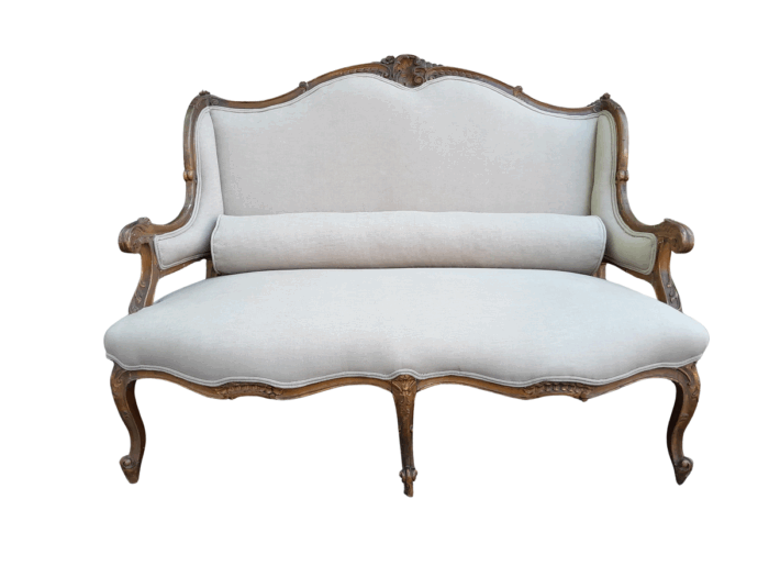 A Late 19th Century / Early 20th Century French Carved Walnut Settee+C18