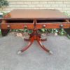 A Late 19th Century Circa 1880 Victorian Mahogany and Rosewood Pembroke Library Table with a Pair of Drawers On Castors - Image 8