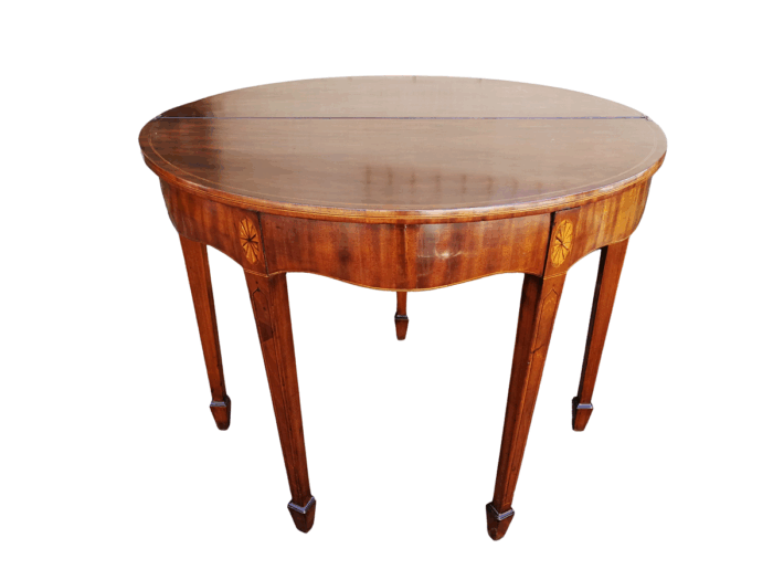 A Georgian Mahogany Fold Over Card / Tea Table, With Banded Inlay