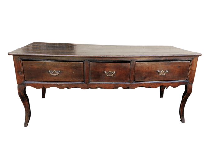 A Late 19th Century Circa 1880s Oak Server With Brass Handles And Three Drawers