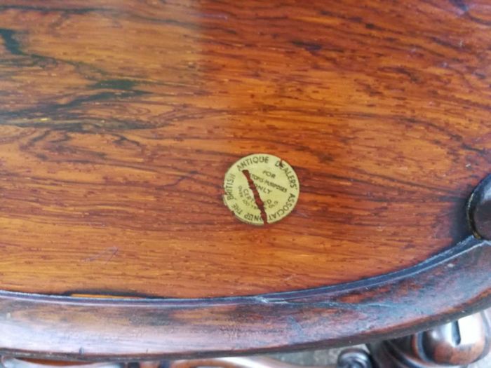 A 19th Century Circa 1860 Victorian Rosewood Carved Library Table With BADA Stamp (British Antique Dealers Association) On Castors - Image 7