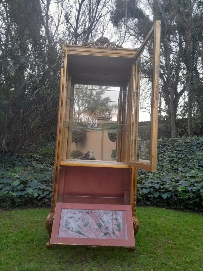 A French Louis XVI Showcase From The 1800s Gilded With Gold Leaf - Image 10
