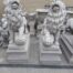 A Pair Concrete Lions On Bases  (Custom-Aged By The Crown Collection)