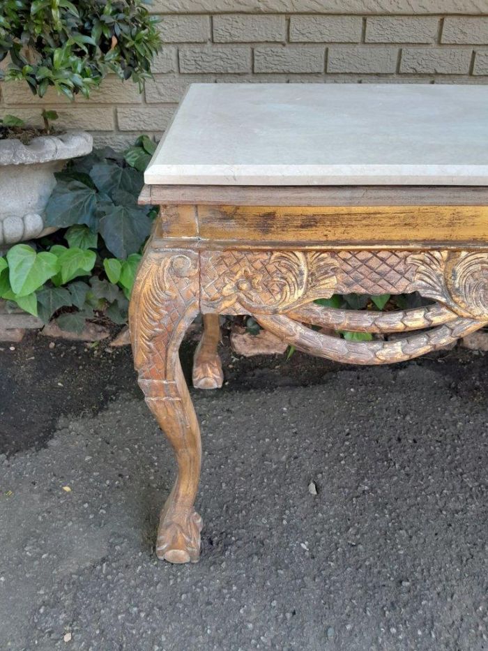 A 20th Century Ornately Carved Server/ Console/Entrance Hall Table with a Marble Top - Image 6