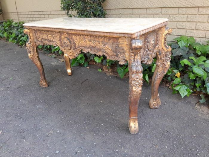A 20th Century Ornately Carved Server/ Console/Entrance Hall Table with a Marble Top - Image 3