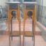 A 20th Century Pair of French Style Walnut Side Tables with Marble Tops
