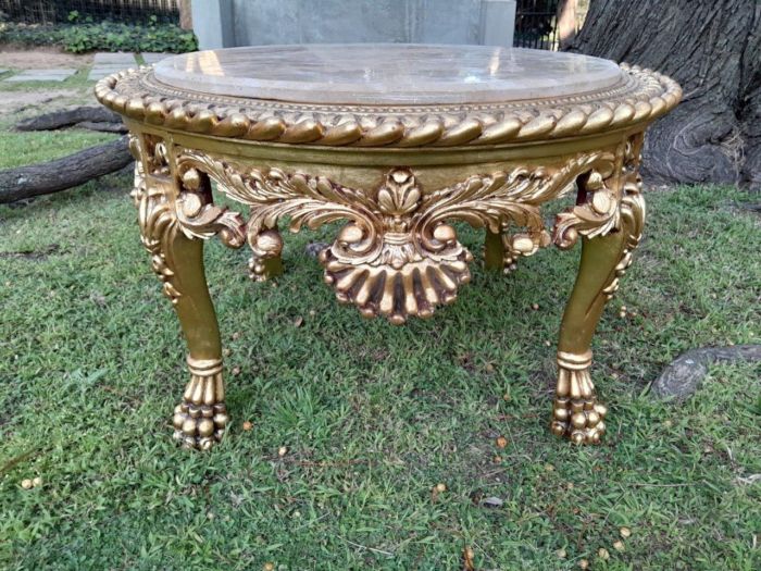 A 20TH Century French Style Carved and Hand Gilded Side Table with Marble Top - Image 2