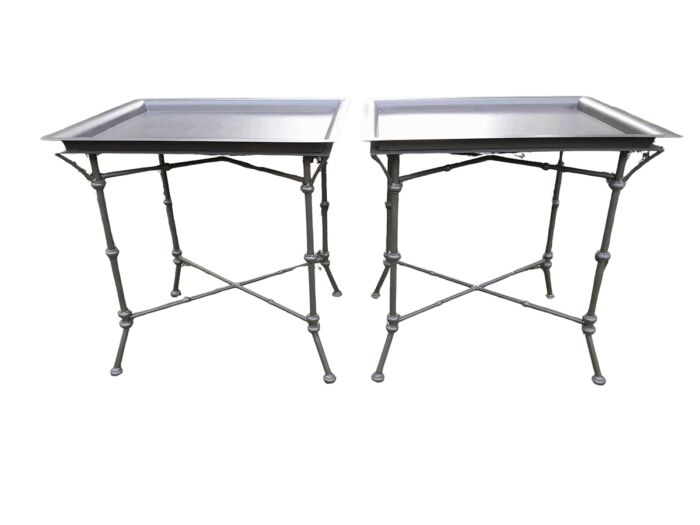 A Pair Of Custom-Made Wrought Iron Side Tables  - Charcoal