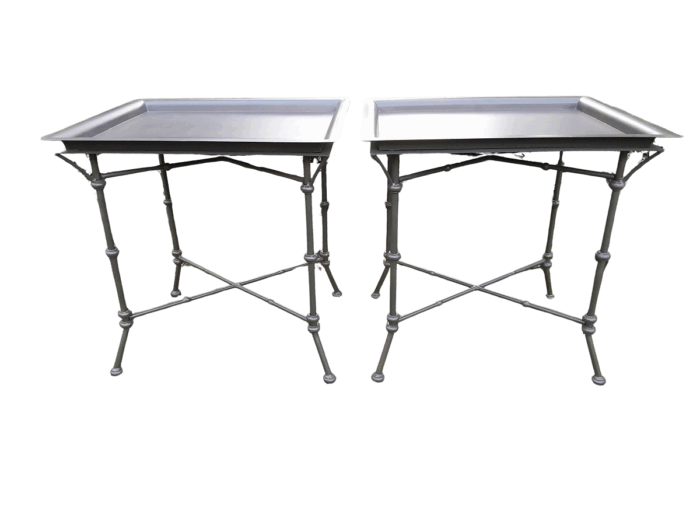 A Pair Of Custom-Made Wrought Iron Side Tables  - Charcoal