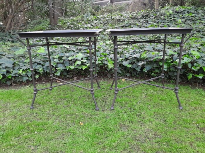 A Pair Of Custom-Made Wrought Iron Side Tables  - Charcoal - Image 2