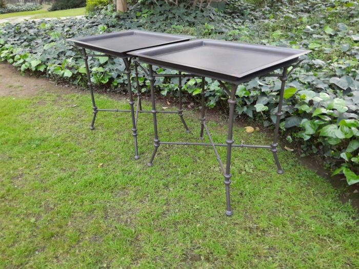 A Pair Of Custom-Made Wrought Iron Side Tables  - Charcoal - Image 5