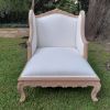 A 20th Century French Style Carved Day Bed / Chaise Longue in a Contemporary Bleached Finish and Upholstered ND - Image 2