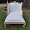 A 20th Century French Style Carved Day Bed / Chaise Longue in a Contemporary Bleached Finish and Upholstered ND - Image 3