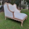A 20th Century French Style Carved Day Bed / Chaise Longue in a Contemporary Bleached Finish and Upholstered ND - Image 5