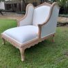 A 20th Century French Style Carved Day Bed / Chaise Longue in a Contemporary Bleached Finish and Upholstered ND