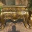 A Set of French Rococo Style Ornately Carved and Gilded Chest of Drawers and Pair of Side Tables with Marble Top