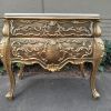 A Set of French Rococo Style Ornately Carved and Gilded Chest of Drawers and Pair of Side Tables with Marble Top - Image 5