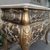 A Set of French Rococo Style Ornately Carved and Gilded Chest of Drawers and Pair of Side Tables with Marble Top - Image 6