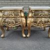 A Set of French Rococo Style Ornately Carved and Gilded Chest of Drawers and Pair of Side Tables with Marble Top - Image 9