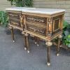 A Pair of French Style Ornately Carved Giltwood Pedestals / Side Tables with Cream Marble Tops - Image 3