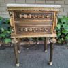 A Pair of French Style Ornately Carved Giltwood Pedestals / Side Tables with Cream Marble Tops - Image 5