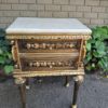 A Pair of French Style Ornately Carved Giltwood Pedestals / Side Tables with Cream Marble Tops - Image 6