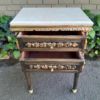 A Pair of French Style Ornately Carved Giltwood Pedestals / Side Tables with Cream Marble Tops - Image 7