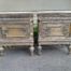 A Pair of French Style Ornately Carved Giltwood Pedestals/Side Tables with Cream Marble Tops