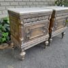 A Pair of French Style Ornately Carved Giltwood Pedestals / Side Tables with Cream Marble Tops - Image 5