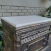 A Pair of French Style Ornately Carved Giltwood Pedestals / Side Tables with Cream Marble Tops - Image 7
