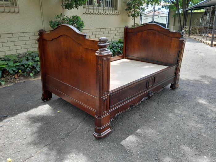 An Antique / 20th Century French Empire Style Louis Xlv Maple Wood  Lit Bateau / Bed / Daybed - Image 5