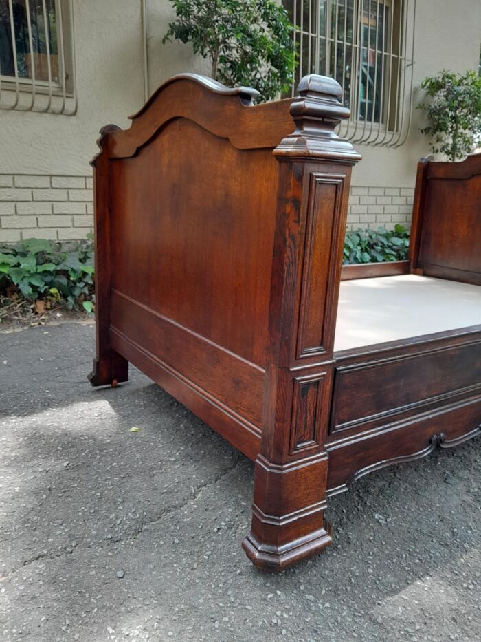 An Antique / 20th Century French Empire Style Louis Xlv Maple Wood  Lit Bateau / Bed / Daybed - Image 6