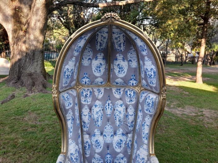 A Pair of French Style Carved and Gilded Wooden Dome / Canopy Chairs (Dome Modelled on The Famous Louis XV Chair) - Image 5