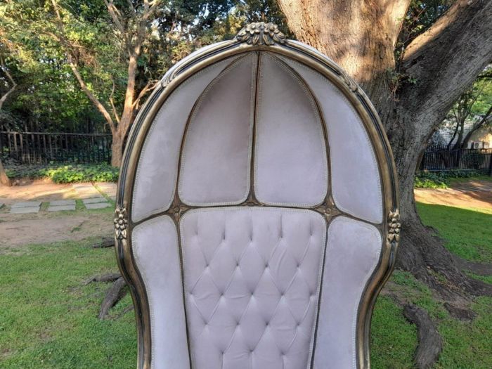 A Pair of French Style Carved and Gilded Wooden Dome / Canopy Chairs (Dome Modelled on The Famous Louis XV Chair) - Image 5
