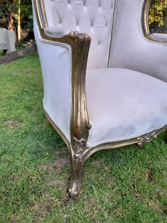 A Pair of French Style Carved and Gilded Wooden Dome / Canopy Chairs (Dome Modelled on The Famous Louis XV Chair) - Image 6