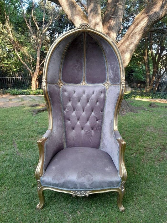 A Pair of French Style Carved and Gilded Wooden Dome / Canopy Chairs (Dome Modelled on The Famous Louis XV Chair) - Image 3
