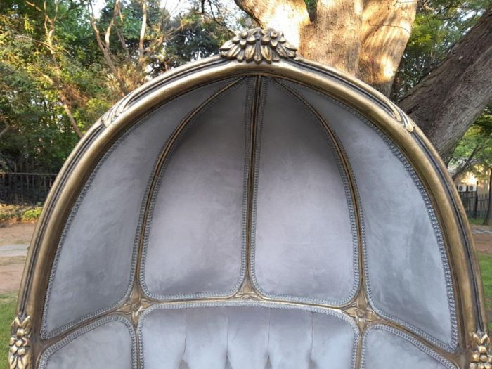 A Pair of French Style Carved and Gilded Wooden Dome / Canopy Chairs (Dome Modelled on The Famous Louis XV Chair) - Image 7
