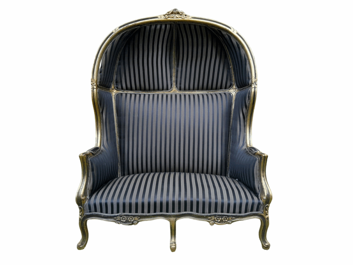 A French Style Carved and Gilded Wooden Dome / Canopy Settee (Dome Modelled on The Famous Louis XV Chair)