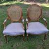A Pair of 20th Century French Style Rattan-Back Gilded Arm Chairs - Image 2