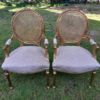 A Pair of 20th Century French Style Rattan-Back Gilded Arm Chairs - Image 2