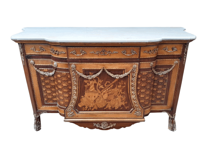 A French Louis XVI Style Server with Marble Top & Brass Ormolu Mounts