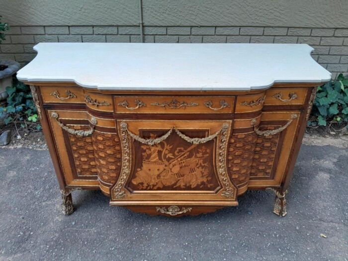 A French Louis XVI Style Server with Marble Top & Brass Ormolu Mounts - Image 3